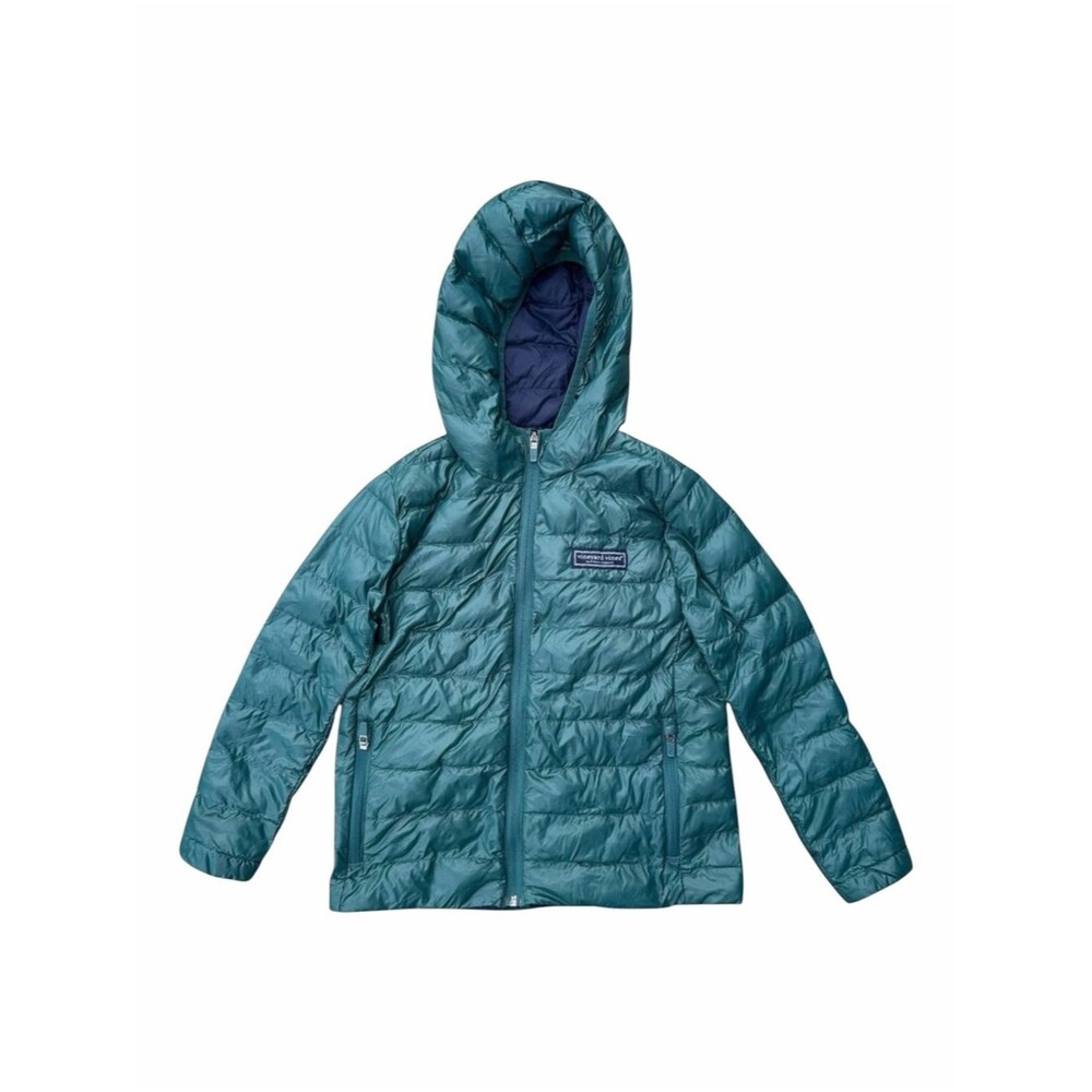 Vineyard Vines Hooded Lightweight Packable Puffer Jacket Boys S Teal PrimaLoft